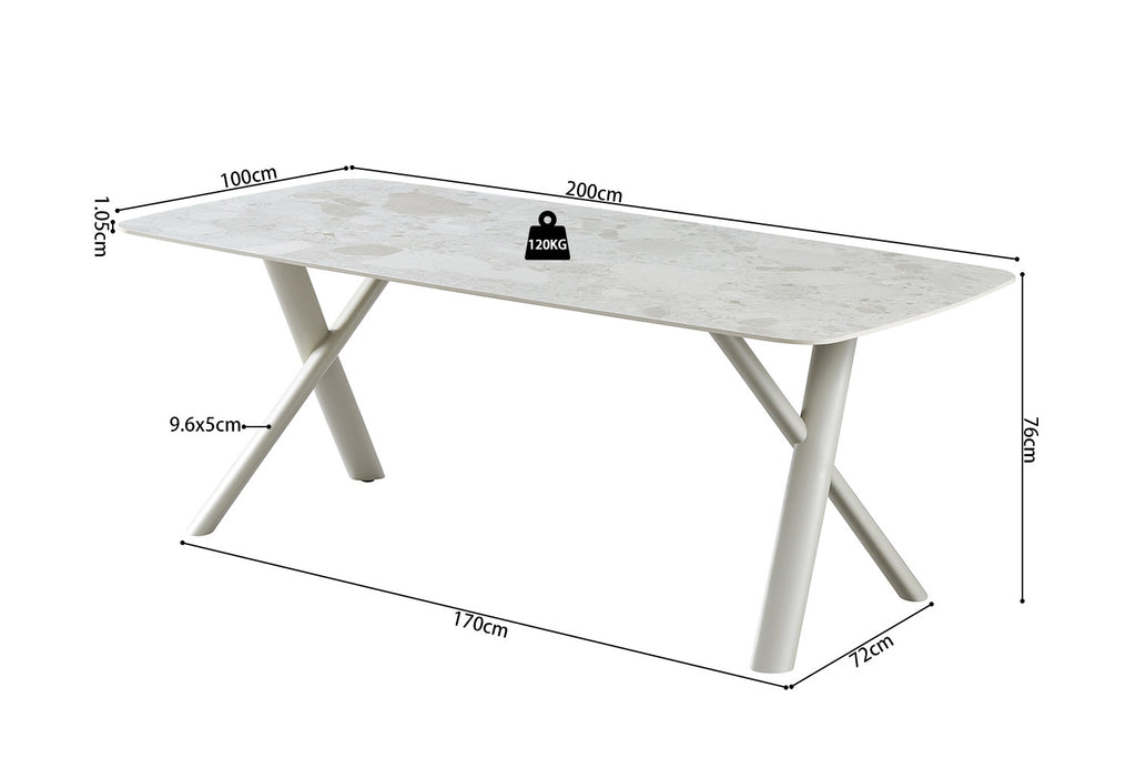 Table Orion 200x100 cm Rectangulaire Pierre Beige – Pied Beige - vue 9