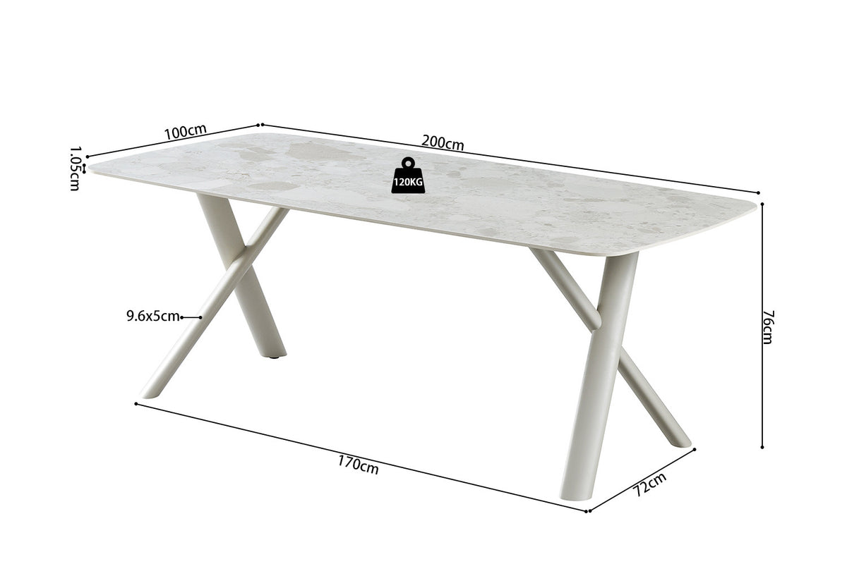 Table Orion 200x100 cm Rectangulaire Pierre Beige – Pied Beige - vue 9