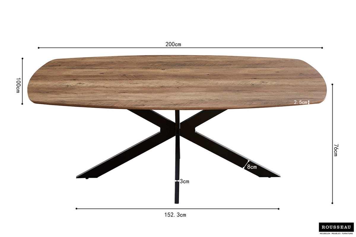 Table Aziz 200 cm ovale danoise effet manguier