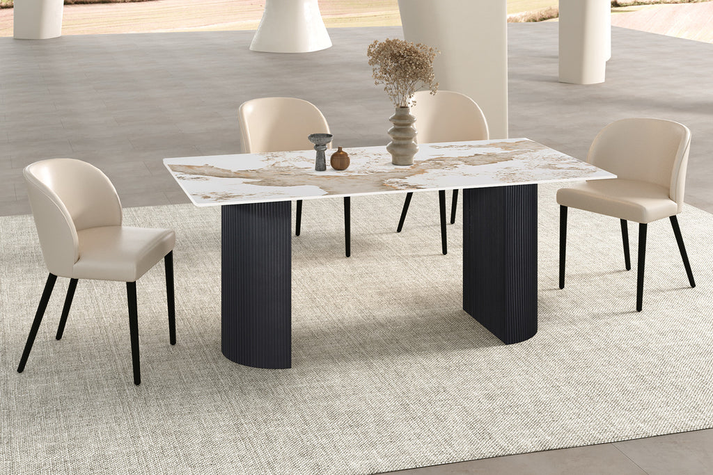Table Lousa 180 cm Pierre Brillante Pandora – Pied Metal Noir