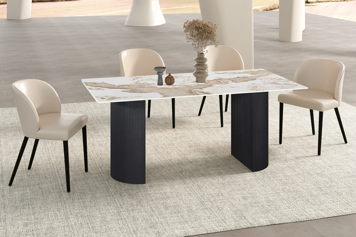 Table Lousa 180 cm Pierre Brillante Pandora – Pied Metal Noir