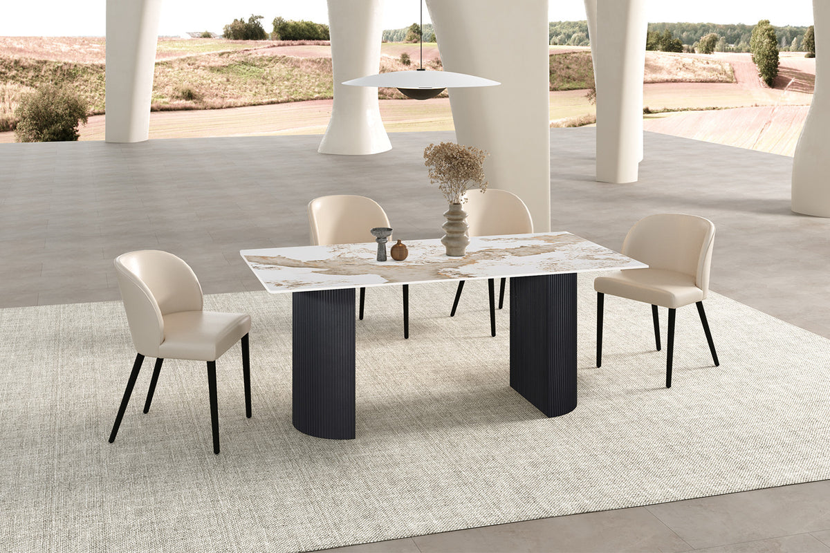 Table Lousa 180 cm Pierre Brillante Pandora – Pied Metal Noir - vue 2