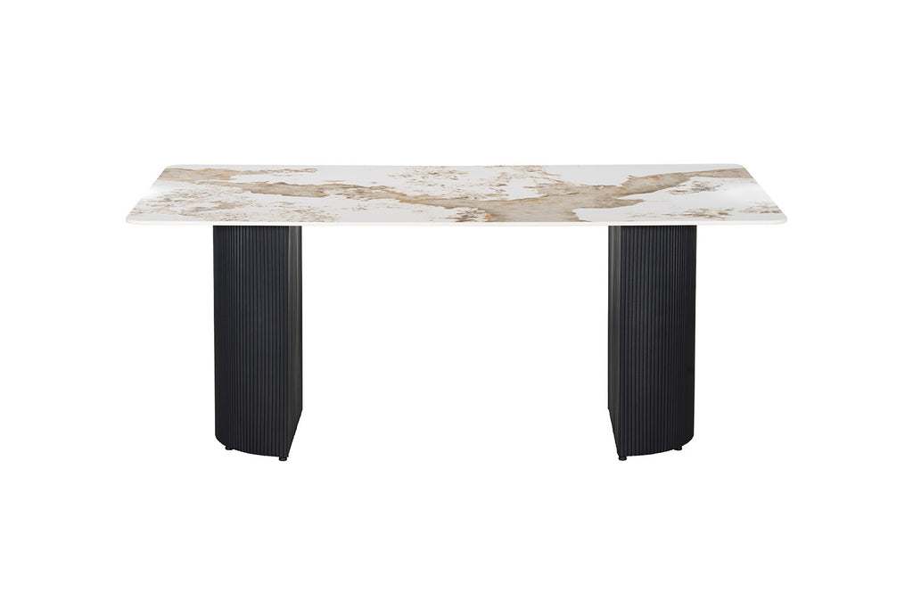 Table Lousa 180 cm Pierre Brillante Pandora – Pied Metal Noir - vue 4