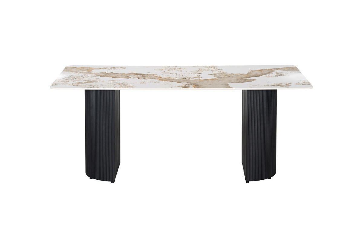 Table Lousa 180 cm Pierre Brillante Pandora – Pied Metal Noir - vue 4
