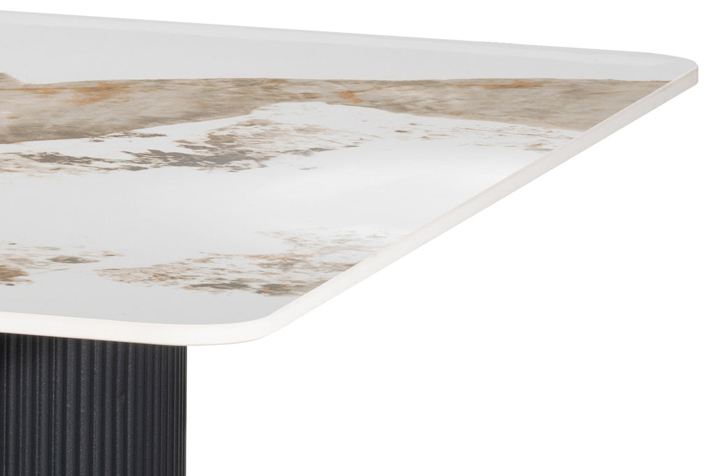 Table Lousa 180 cm Pierre Brillante Pandora – Pied Metal Noir - vue 8