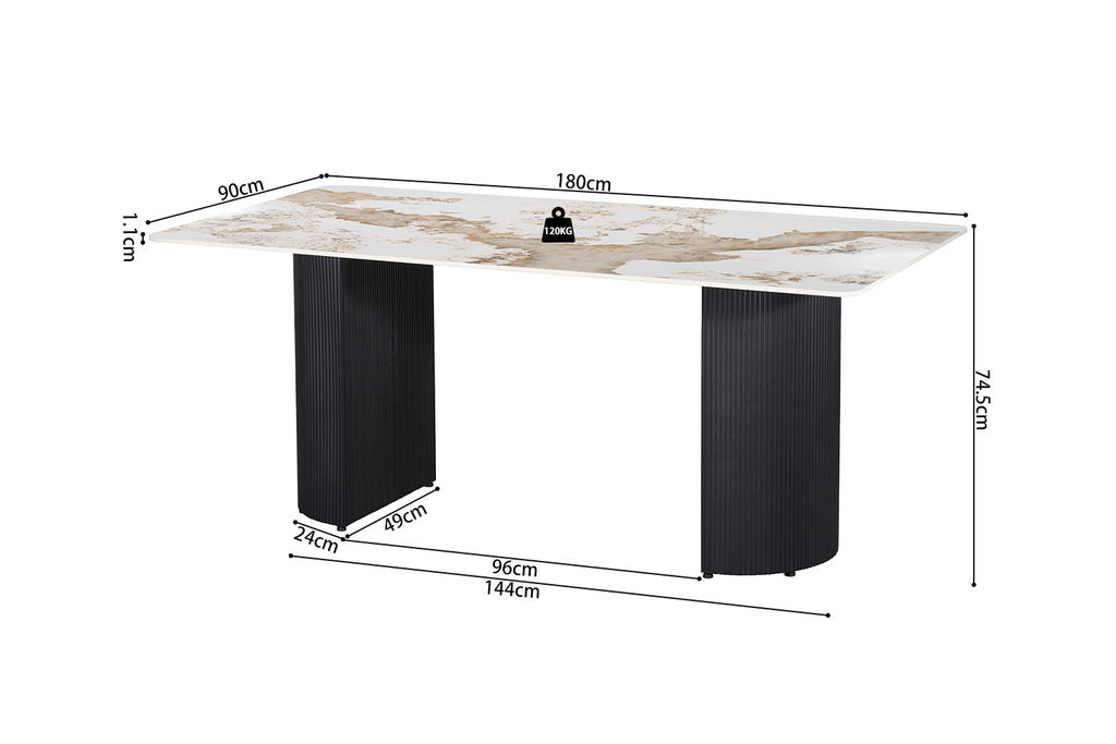 Table Lousa 180 cm Pierre Brillante Pandora – Pied Metal Noir - vue 9