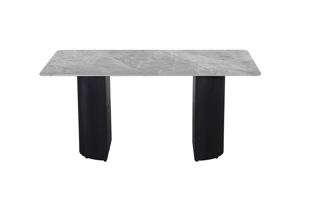 Table Lousa 180 cm Pierre Brillante Italian Gris – Pied Metal Noir - vue 4