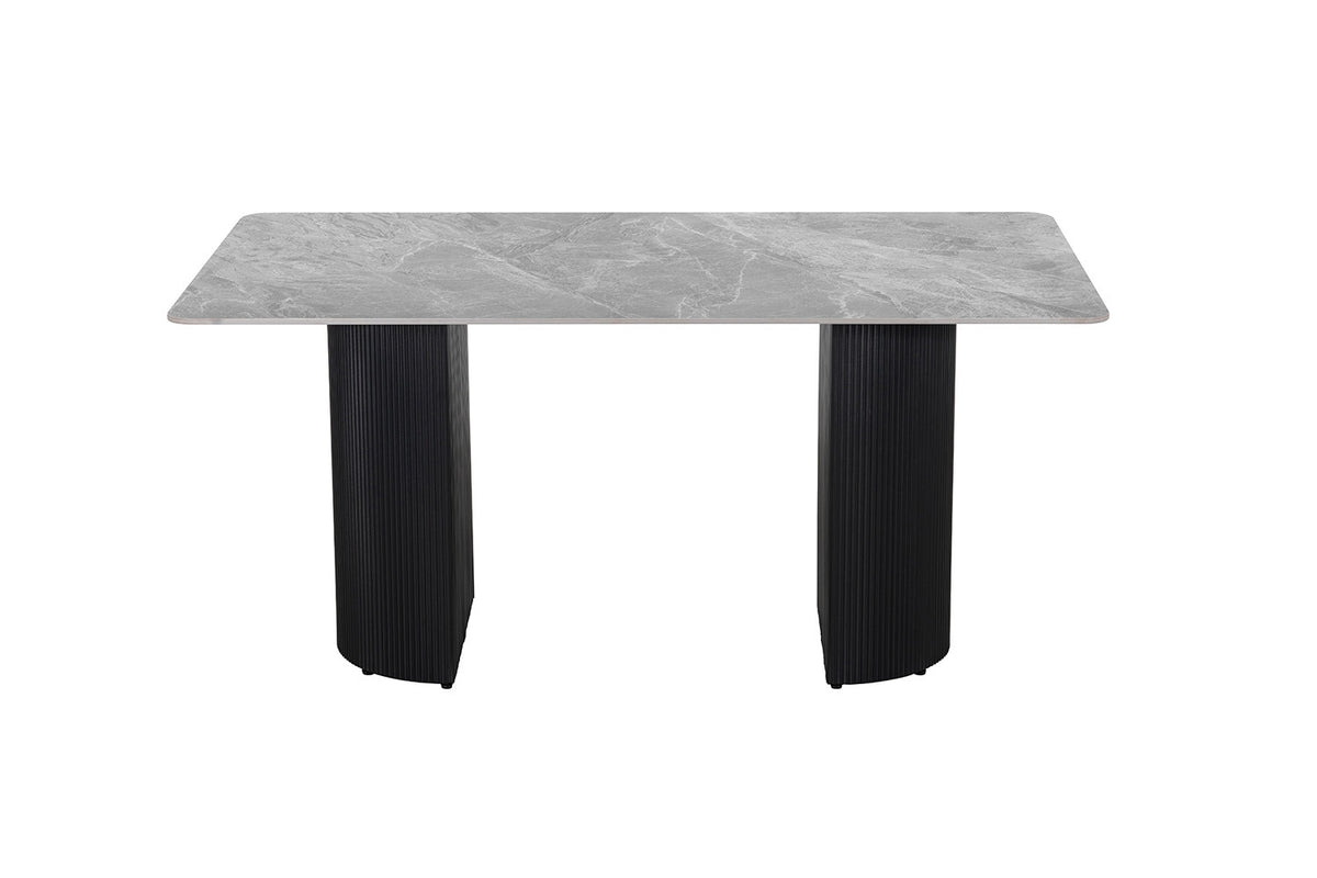 Table Lousa 180 cm Pierre Brillante Italian Gris – Pied Metal Noir - vue 4