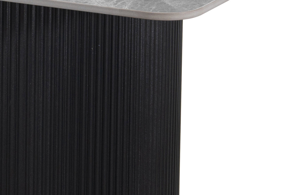 Table Lousa 180 cm Pierre Brillante Italian Gris – Pied Metal Noir - vue 7