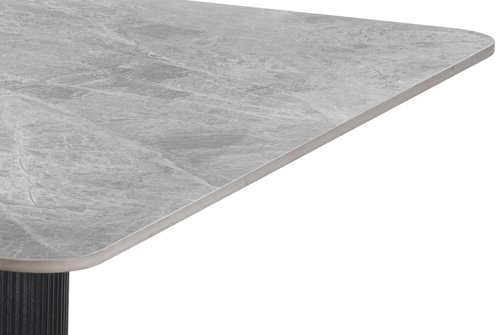 Table Lousa 180 cm Pierre Brillante Italian Gris – Pied Metal Noir - vue 8