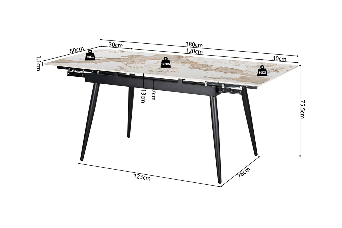 Table extensible Hero 120-180 cm Pierre Brillante Pandora - vue 11