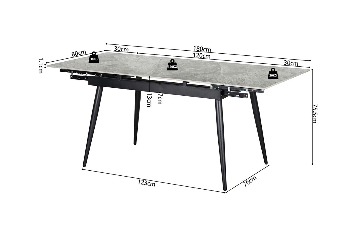 Table extensible Hero 120-180 cm Pierre Brillante Italian Gris - vue 11