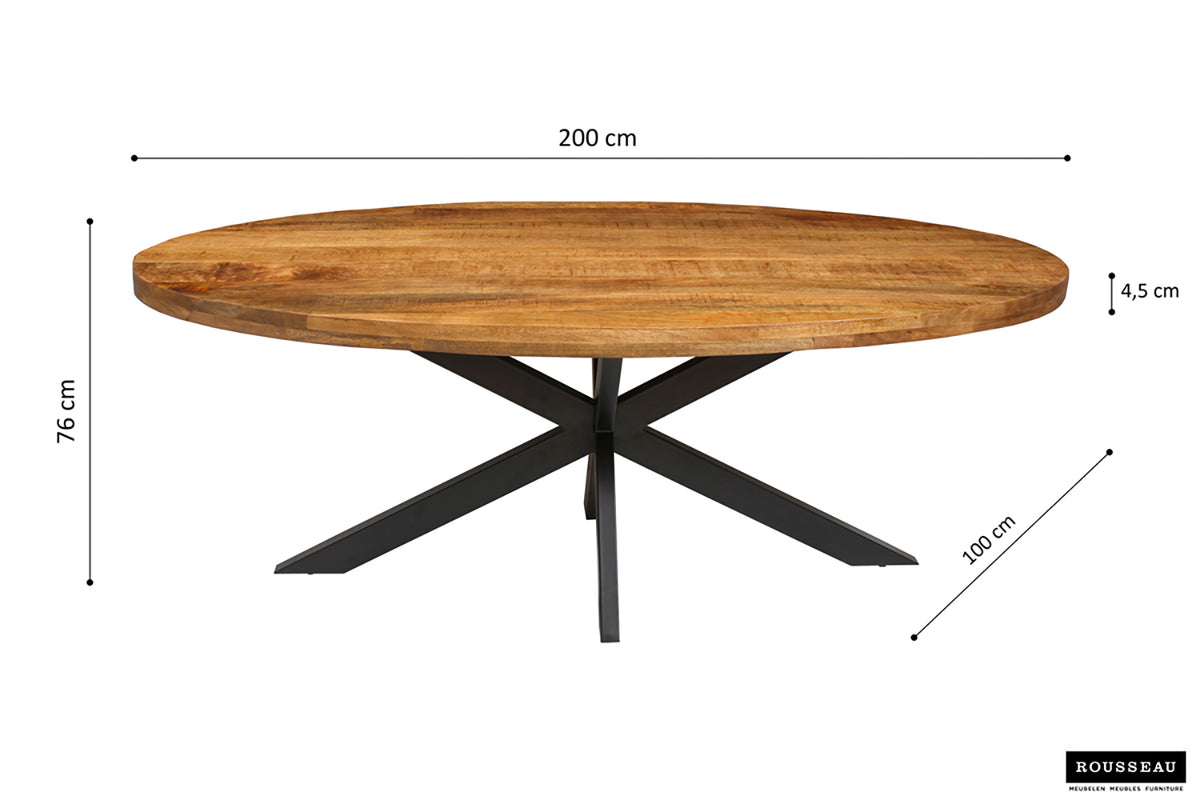 Table Alexa 200 cm Ovale bois de manguier