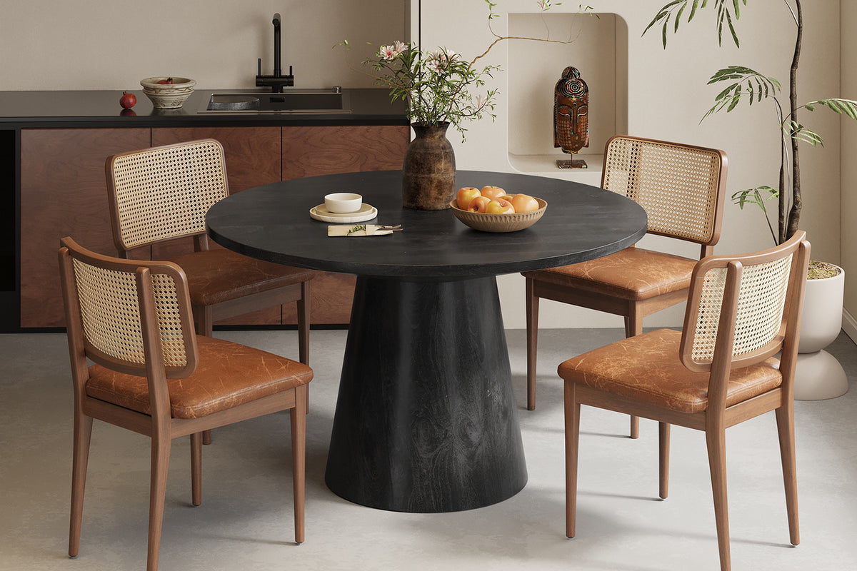 Table Tommy 130 cm Ronde bois de manguier Noir