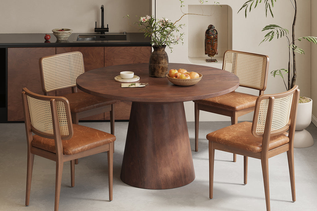 Table Tommy 130 cm Ronde bois de manguier Brun