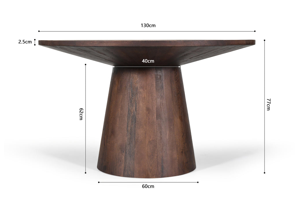 Table Tommy 130 cm Ronde bois de manguier Brun