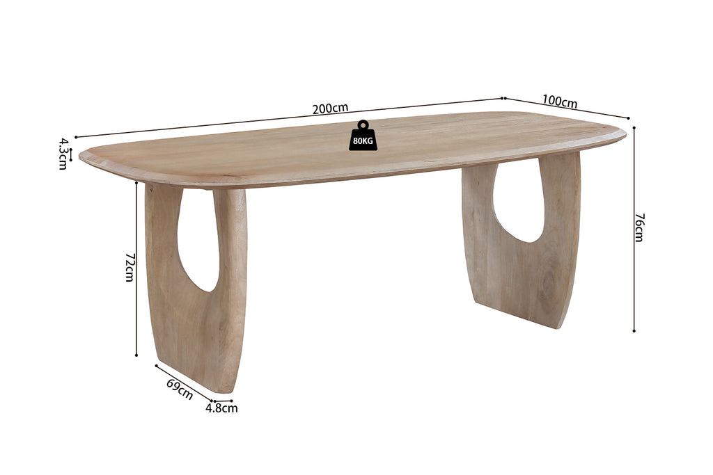 Table Braga ovale danoise bois de manguier Amande