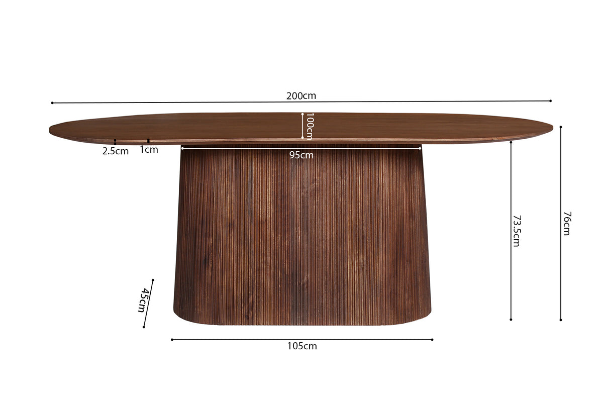 Table Miguel 200 cm Ovale bois de manguier Brun clair