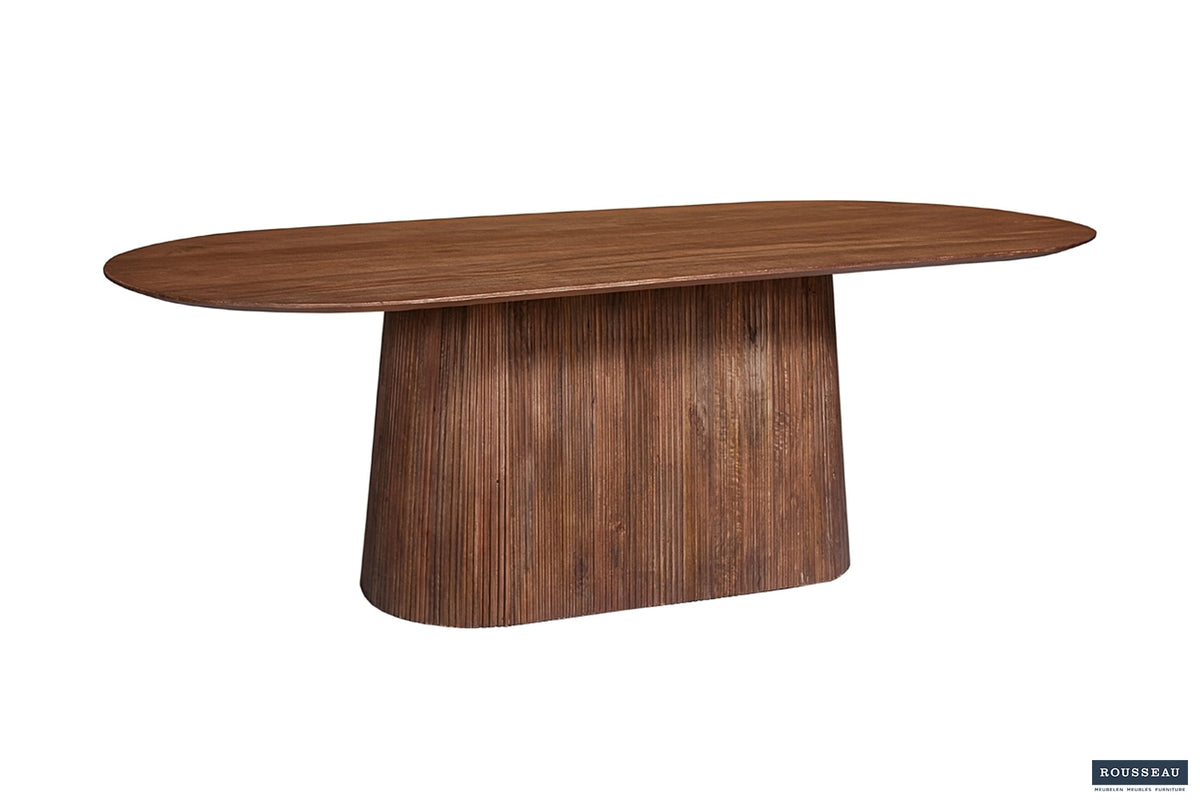 Table Miguel 230 cm Ovale bois de manguier Brun clair