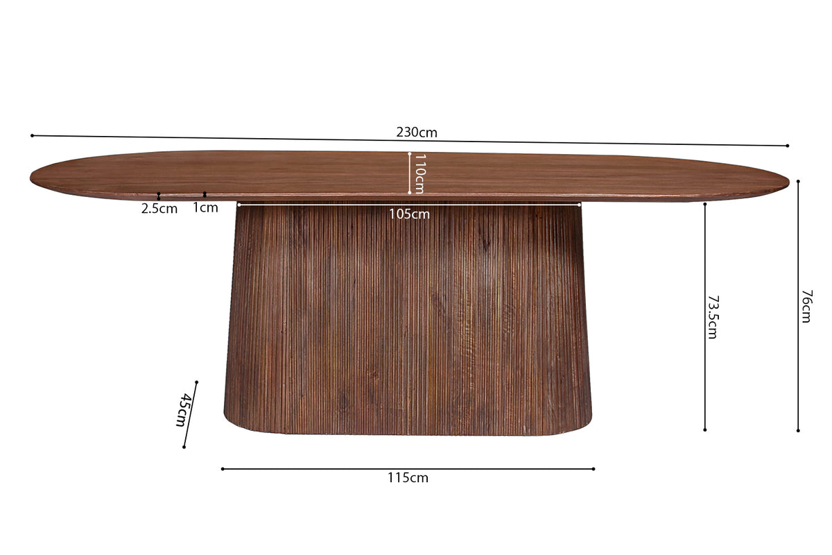 Table Miguel 230 cm Ovale bois de manguier Brun clair