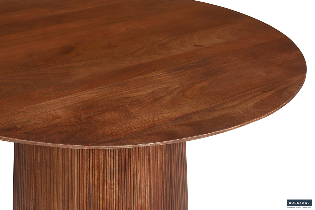 Table Miguel 130 cm bois de manguier Ronde Brun clair