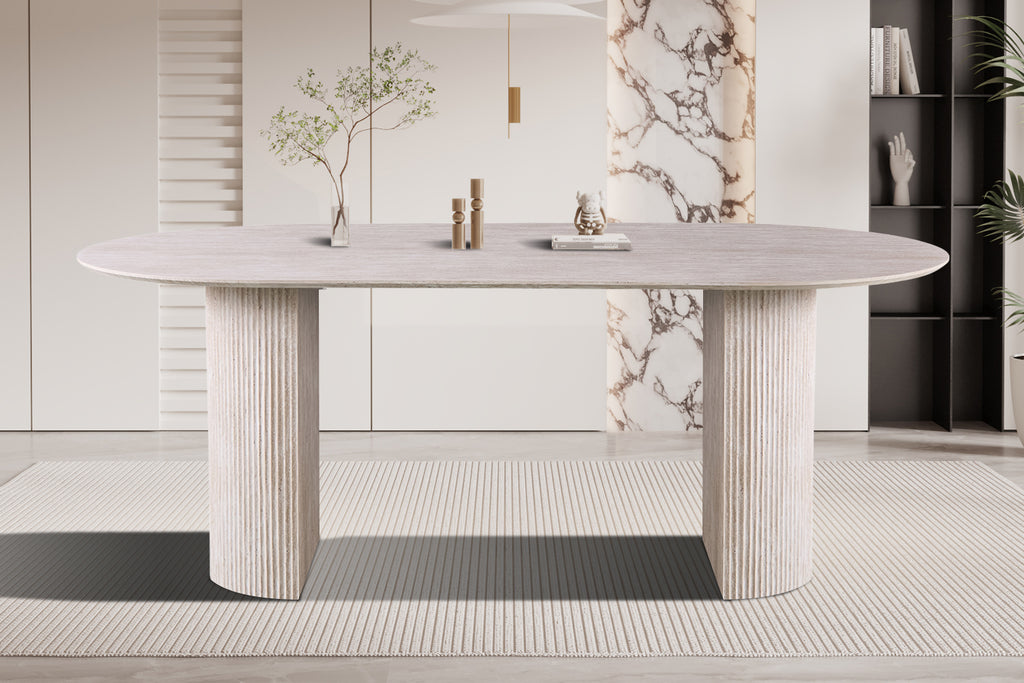 Table Lagos 200 cm Ovale Décor Travertin Beige
