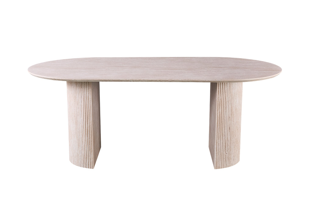 Table Lagos 200 cm Ovale effet travertin Beige