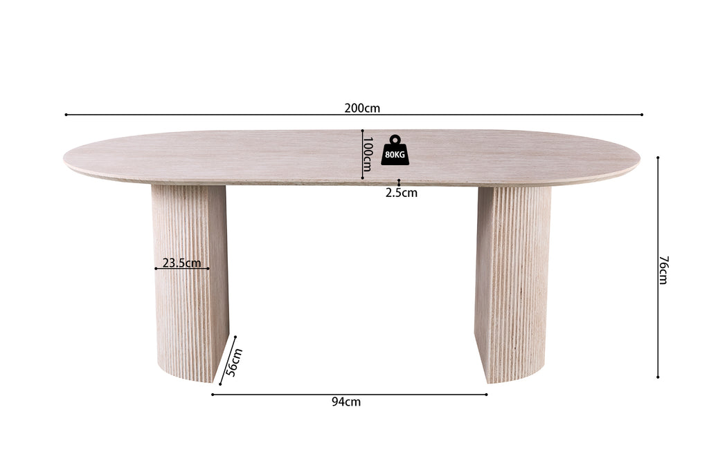 Table Lagos 200 cm Ovale effet travertin Beige