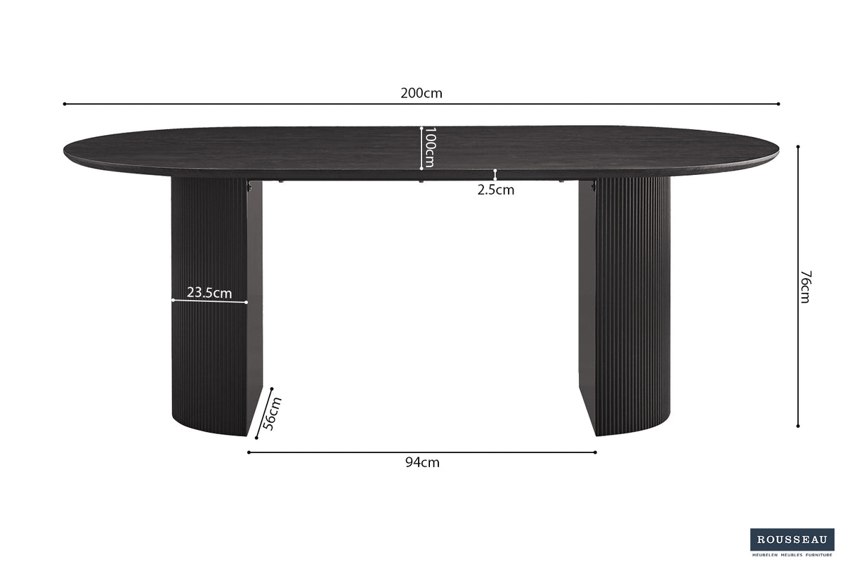 Table Lagos 200 cm Ovale finition Brun foncé