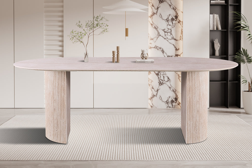 Table Lagos 220 cm Ovale effet travertin Beige