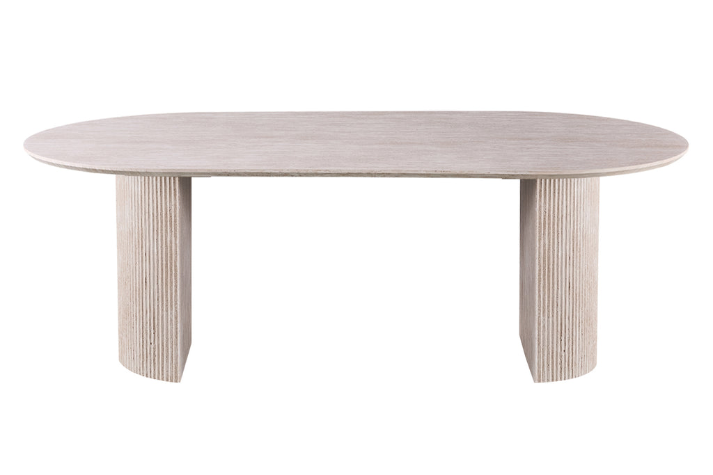 Table Lagos 220 cm Ovale effet travertin Beige