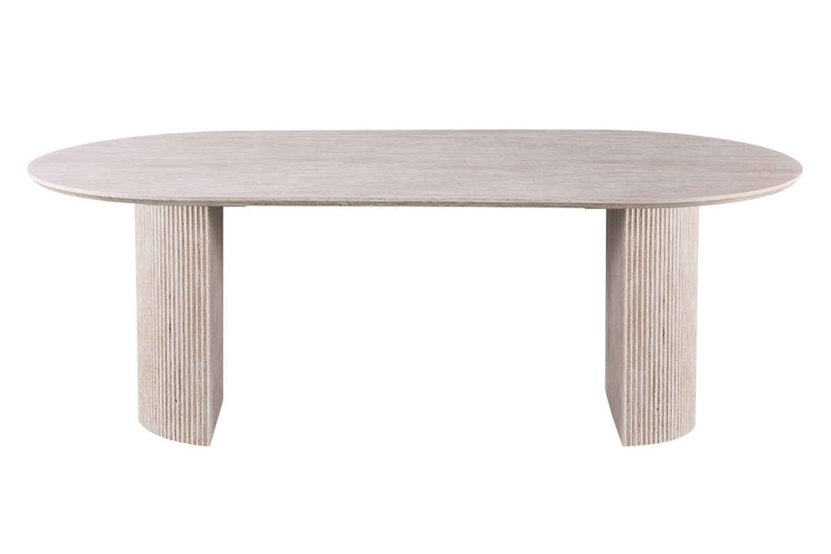 Table Lagos 220 cm Ovale effet travertin Beige