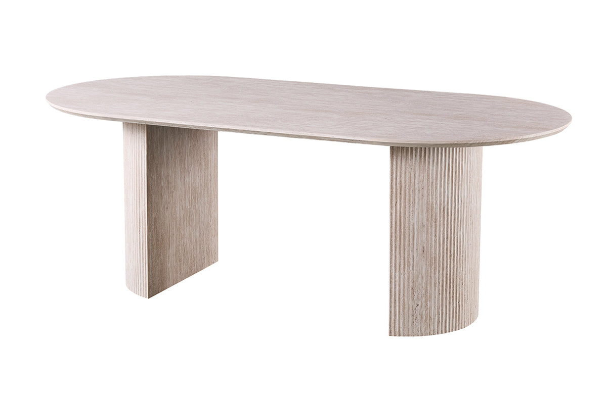 Table Lagos 220 cm Ovale effet travertin Beige