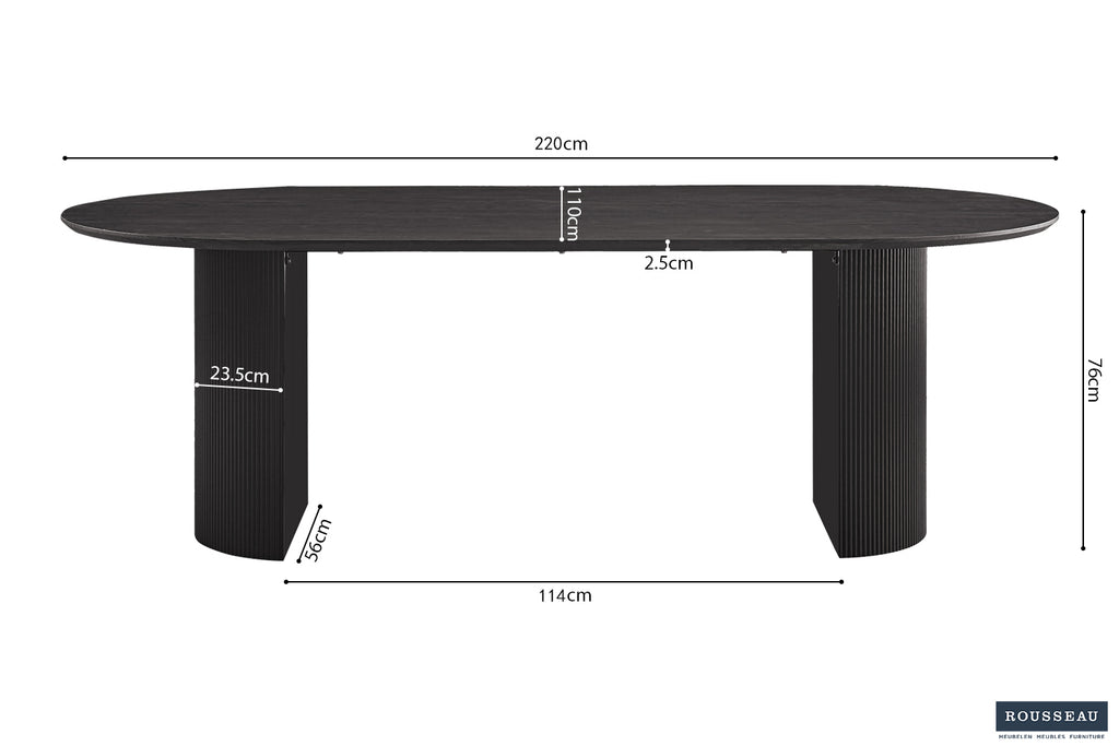 Table Lagos 220 cm Ovale finition Brun foncé