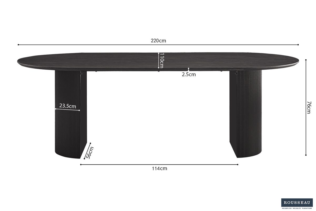 Table Lagos 220 cm Ovale finition Brun foncé