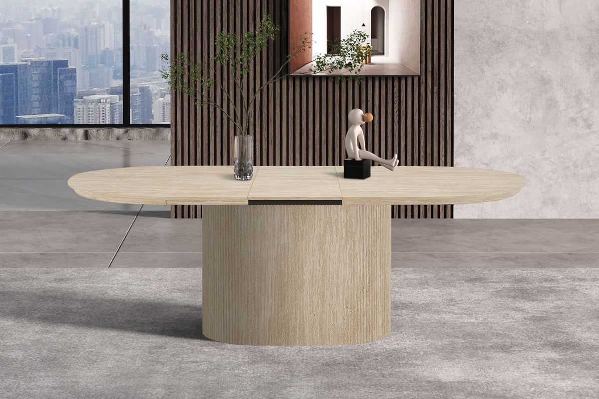 Table Extensible Lagos 180-220 cm Ovale Décor Travertin Beige - vue 5