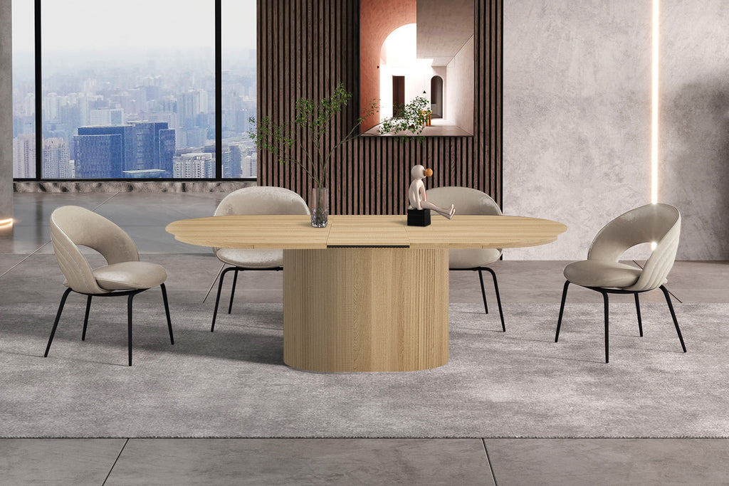 Table Extensible Lagos 180-220 cm Ovale Décor Chêne Naturel