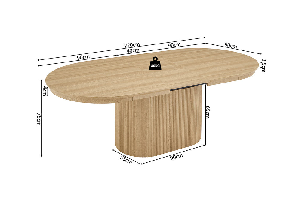 Table Extensible Lagos 180-220 cm Ovale Décor Chêne Naturel - vue 11