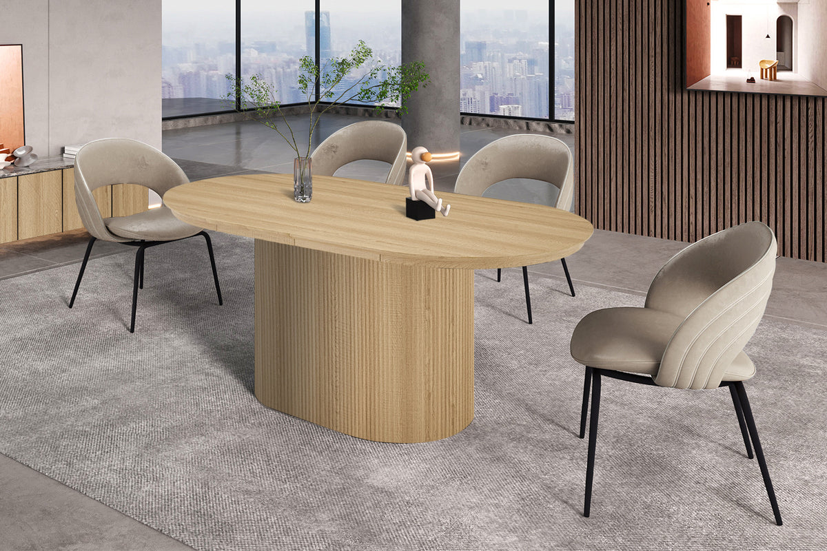 Table Extensible Lagos 180-220 cm Ovale Décor Chêne Naturel - vue 3
