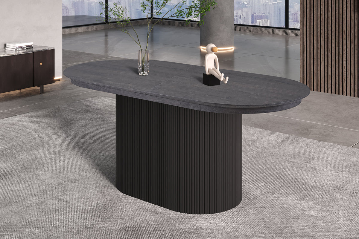 Table extensible Lagos 180-220 cm Ovale finition Brun foncé