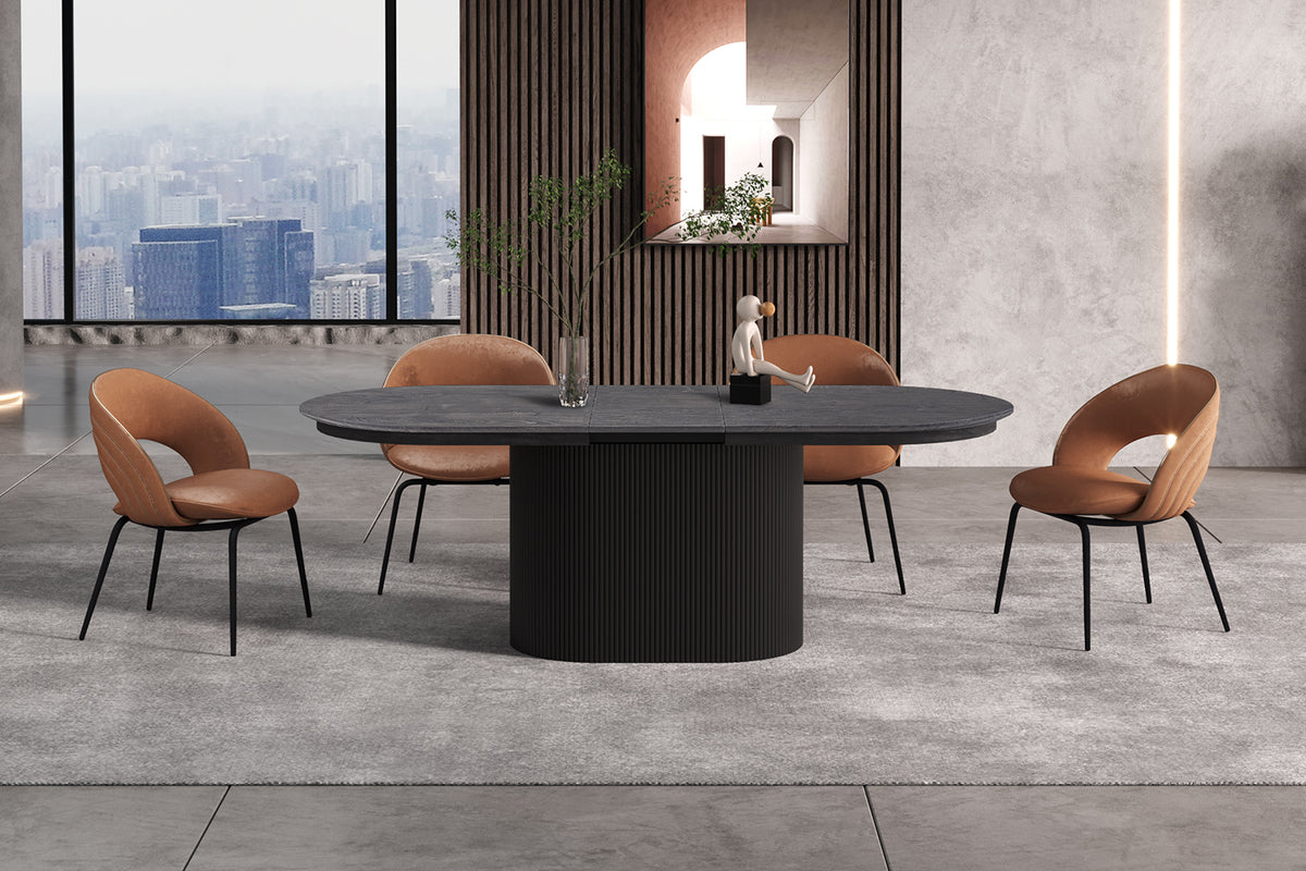 Table extensible Lagos 180-220 cm Ovale finition Brun foncé