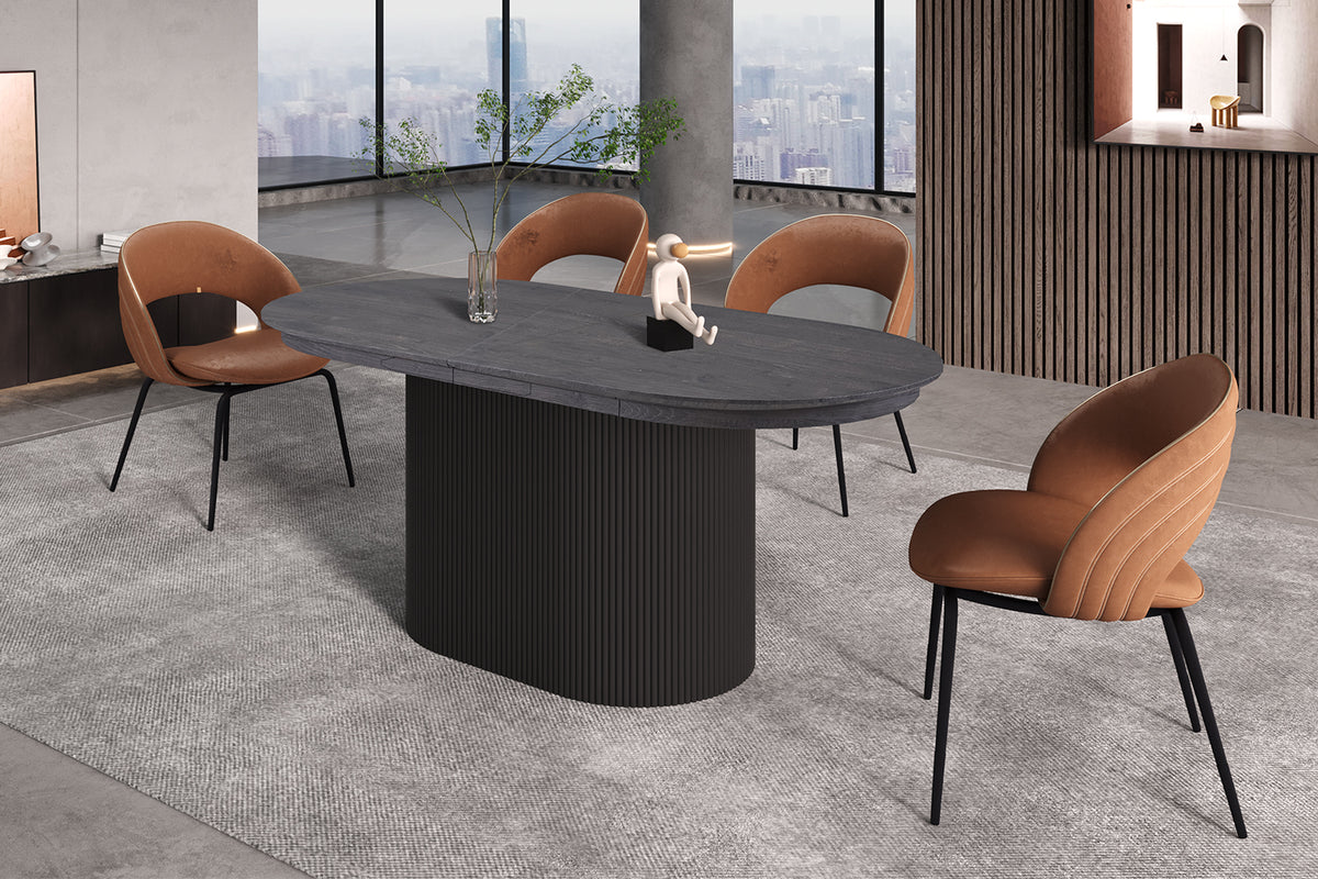 Table extensible Lagos 180-220 cm Ovale finition Brun foncé