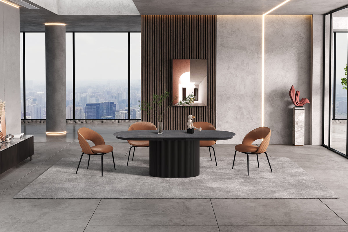 Table extensible Lagos 180-220 cm Ovale finition Brun foncé