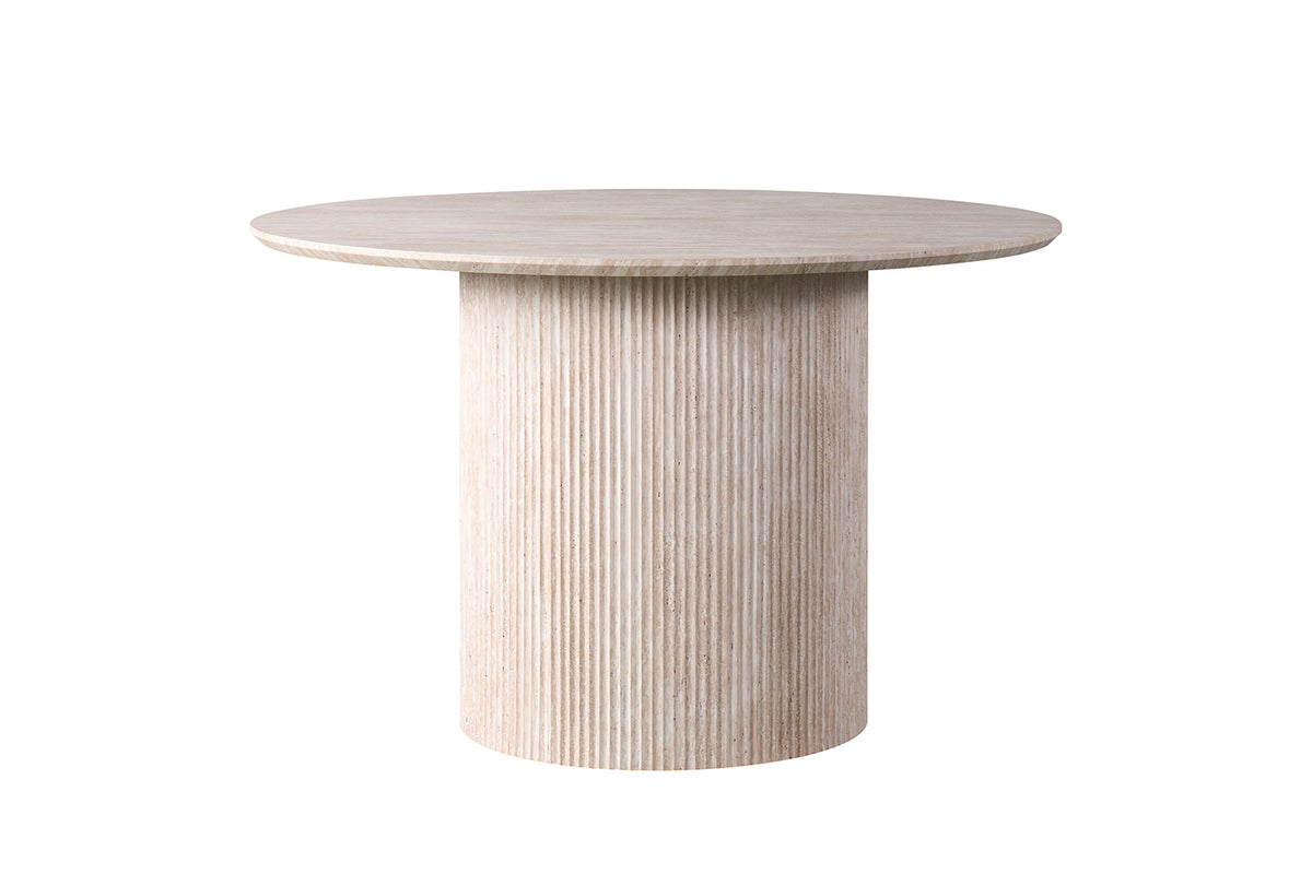 Table Lagos 120 cm Ronde effet travertin Beige