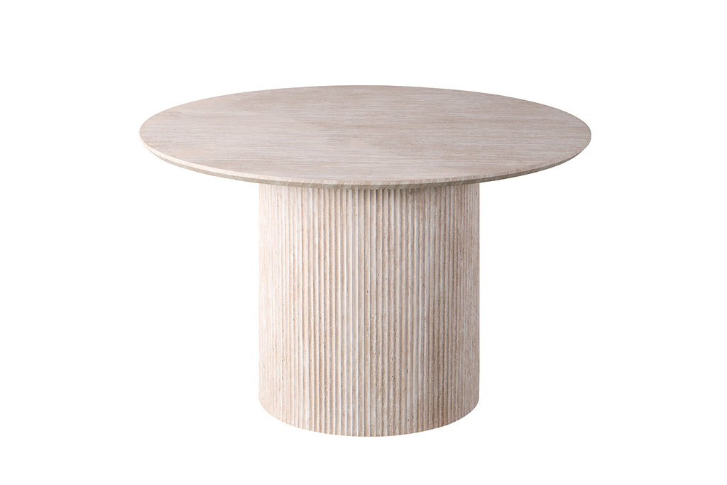 Table Lagos 120 cm Ronde effet travertin Beige