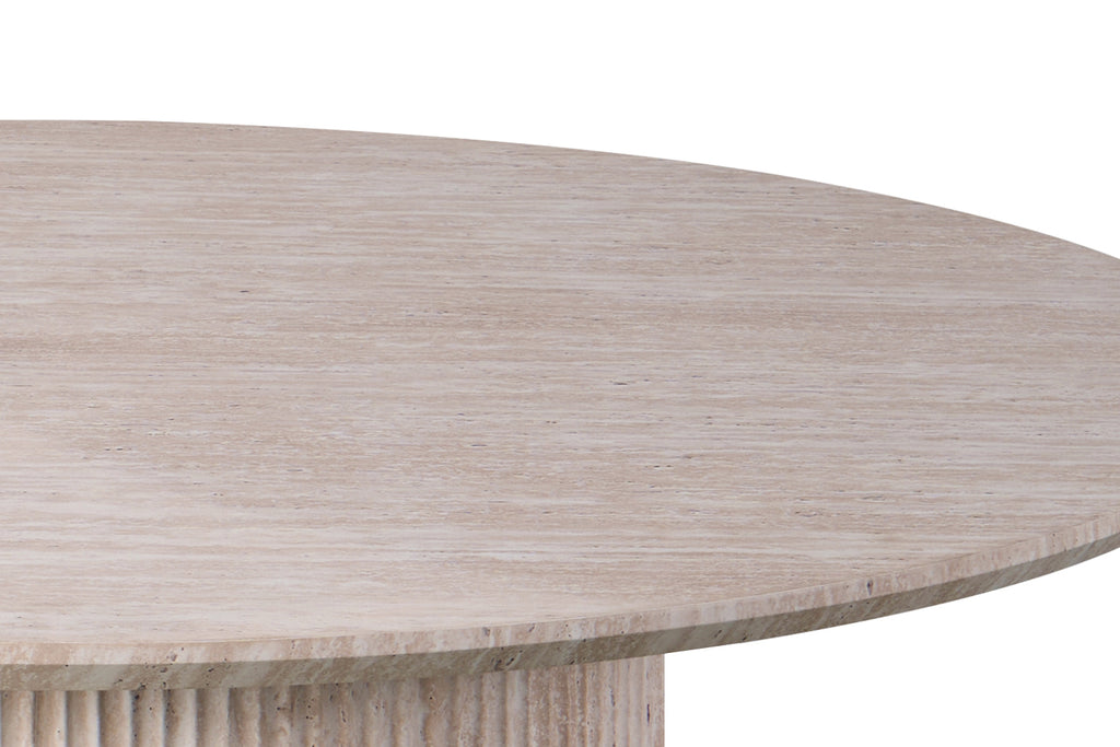 Table Lagos 120 cm Ronde effet travertin Beige