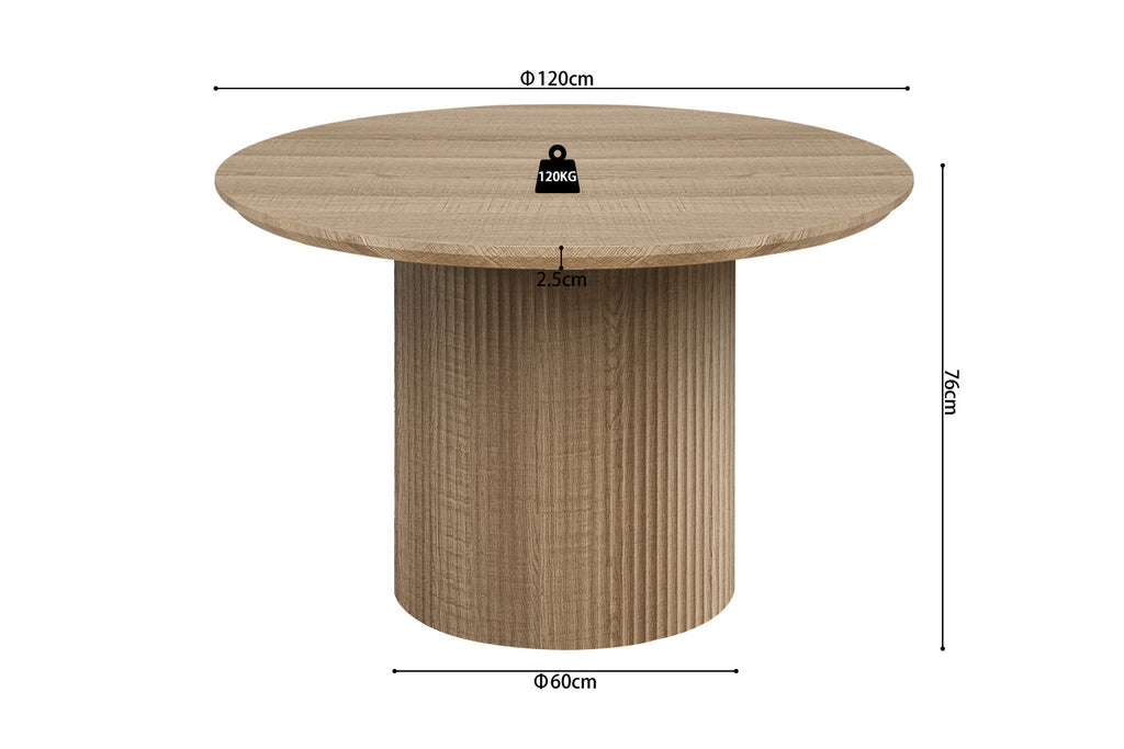 Table Lagos 120 cm Ronde effet chêne Naturel