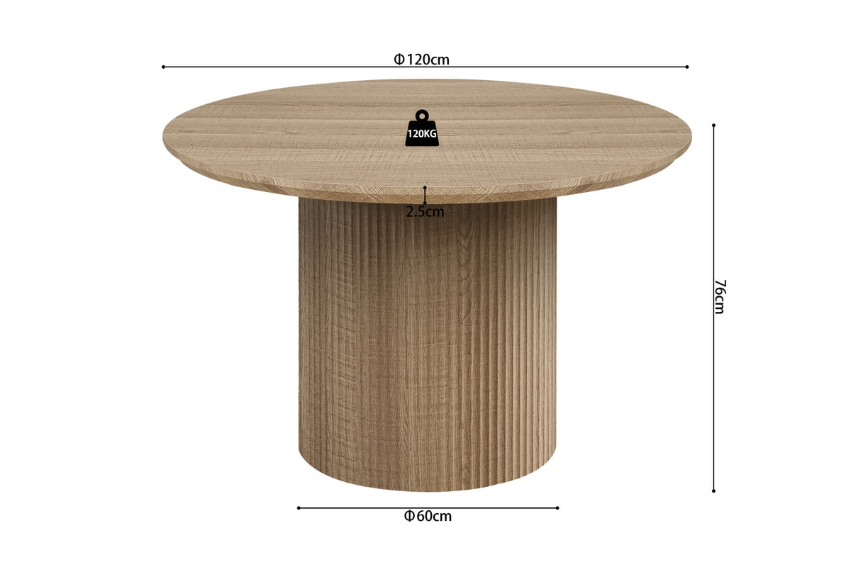 Table Lagos 120 cm Ronde effet chêne Naturel
