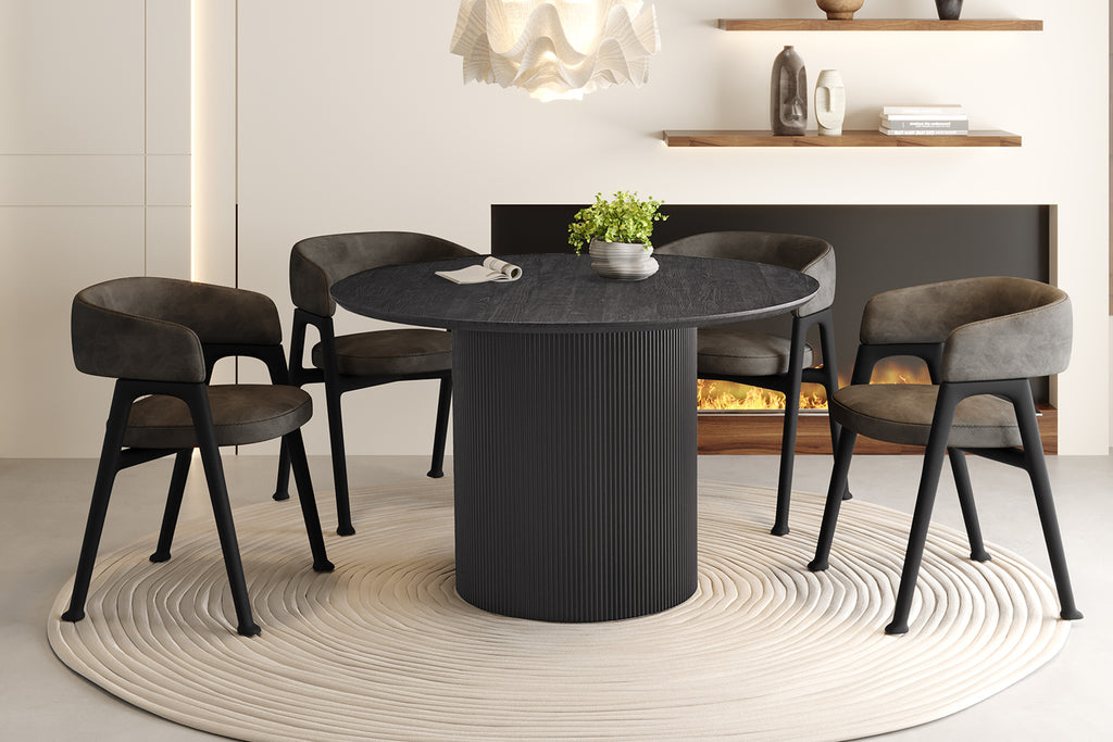 Table Lagos 120 cm Ronde Décor Brun foncé
