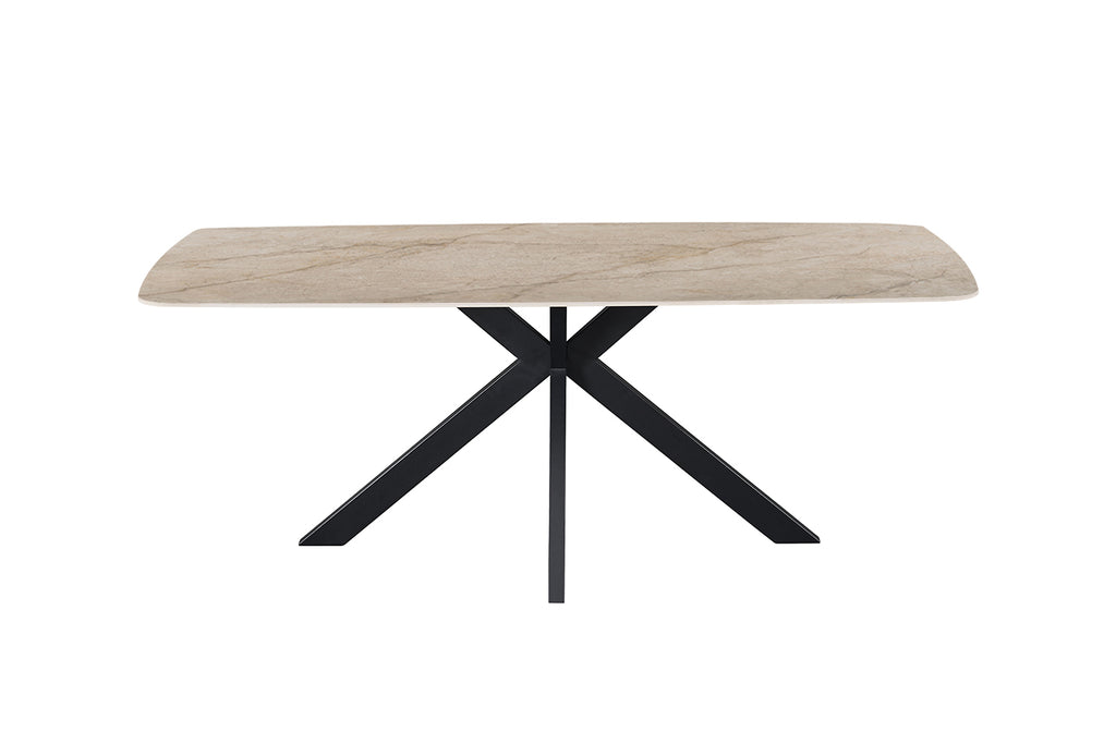 Table Apollo 200 cm ovale danoise pierre brillante Beige